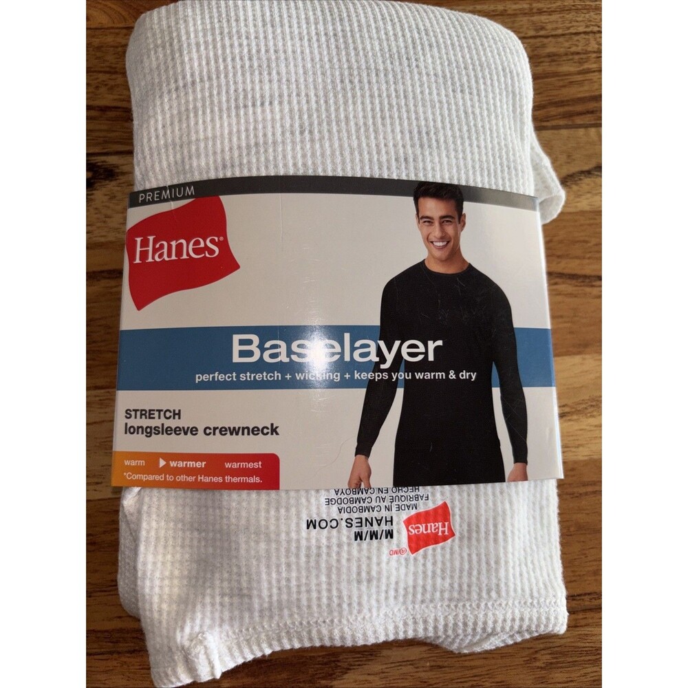Hanes Men's Thermal Shirt Long Sleeve MEDIUM NWT